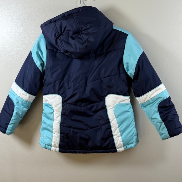 Kids Rothschild Puffer Jacket Navy Blue Aqua White Hooded Winter‎ Coat SIZE XL - Picture 5 of 8